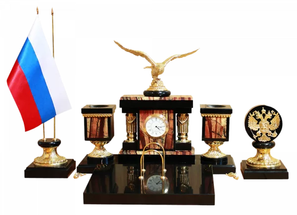 Письменный набор "Орел" из яшмы
