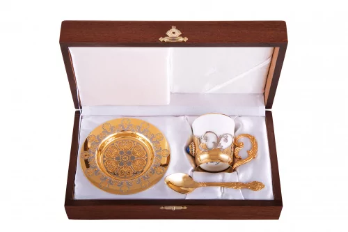 Набор кофейный Лазурит (тарель, чашка, ложка)