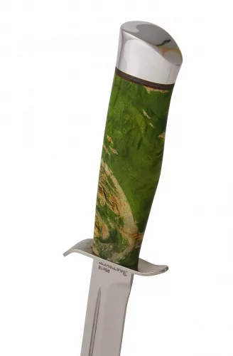 Нож Разведчика (сталь 95x18, Ручка кап клена стаб. Зеленыйал.) 0З-00007299 (5)